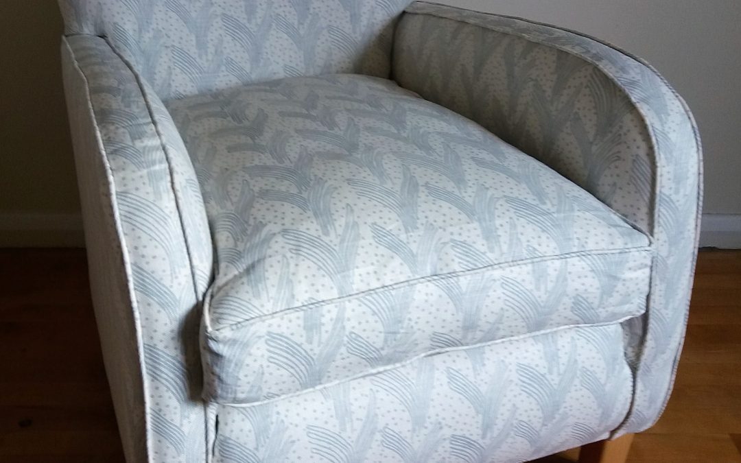 Blue and White Linen Armchair